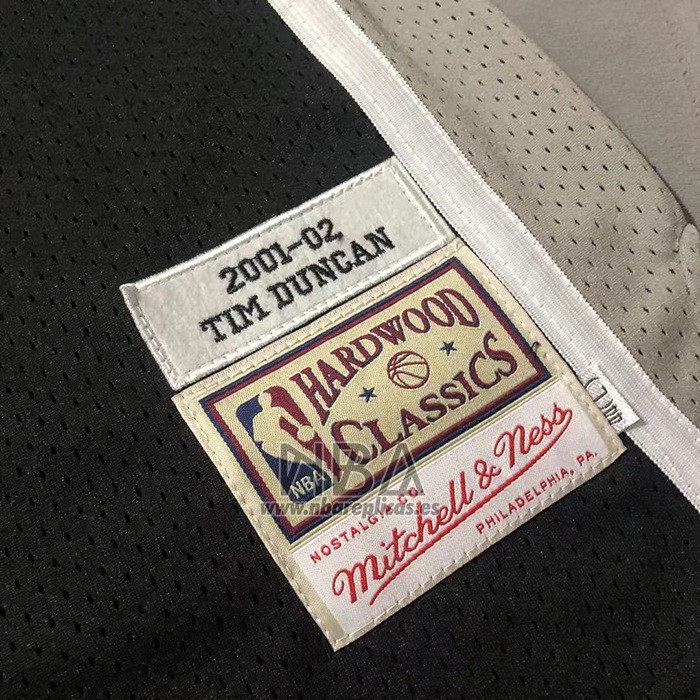 Camiseta San Antonio Spurs Tim Duncan NO 21 Mitchell & Ness 2001-02 Negro